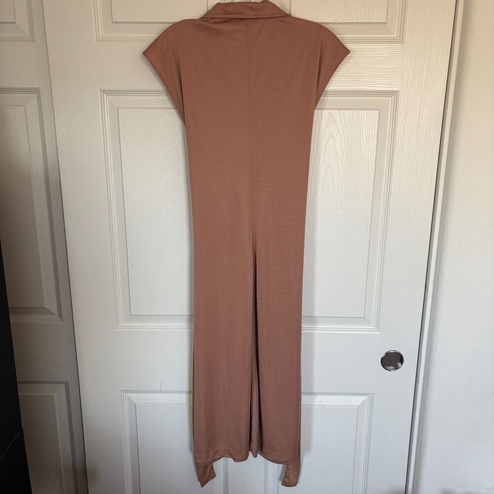 NWOT Vintage Mauve / Dusty Rose Collared Midi Dress Cap Sleeve Size S/M